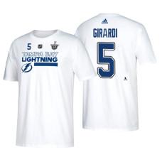 Tampa Bay Lightning #5 Dan Girardi 2018 Stanley Cup Playoffs White Participant Adidas T-Shirt