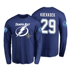 Tampa Bay Lightning #29 Slater Koekkoek 2018 Stanley Cup Playoffs Royal Long Sleeve T-Shirt