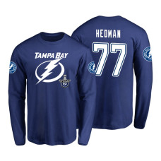 Tampa Bay Lightning #77 Victor Hedman 2018 Stanley Cup Playoffs Royal Long Sleeve T-Shirt