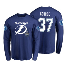 Tampa Bay Lightning #37 Yanni Gourde 2018 Stanley Cup Playoffs Royal Long Sleeve T-Shirt