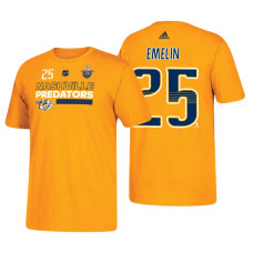 Nashville Predators #25 Alexei Emelin 2018 Stanley Cup Playoffs Gold Participant Adidas T-shirt