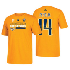 Nashville Predators #14 Mattias Ekholm 2018 Stanley Cup Playoffs Gold Participant Adidas T-shirt