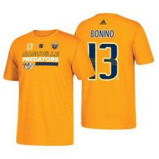 Nashville Predators #13 Nick Bonino 2018 Stanley Cup Playoffs Gold Participant Adidas T-shirt