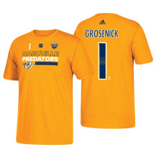 Nashville Predators #1 Troy Grosenick 2018 Stanley Cup Playoffs Gold Participant Adidas T-shirt