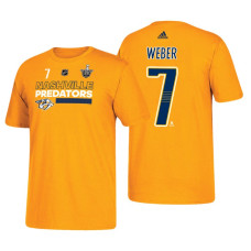 Nashville Predators #7 Yannick Weber 2018 Stanley Cup Playoffs Gold Participant Adidas T-shirt