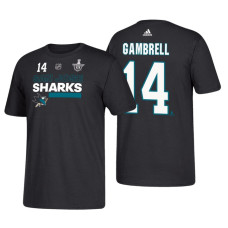 San Jose Sharks #14 Dylan Gambrell 2018 Stanley Cup Playoffs Black Participant Adidas T-Shirt