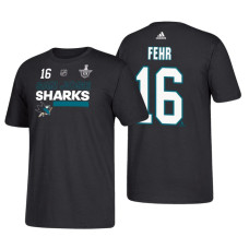 San Jose Sharks #16 Eric Fehr 2018 Stanley Cup Playoffs Black Participant Adidas T-Shirt