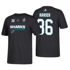 San Jose Sharks #36 Jannik Hansen 2018 Stanley Cup Playoffs Black Participant Adidas T-Shirt