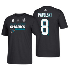 San Jose Sharks #8 Joe Pavelski 2018 Stanley Cup Playoffs Black Participant Adidas T-Shirt