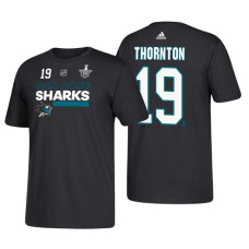 San Jose Sharks #19 Joe Thornton 2018 Stanley Cup Playoffs Black Participant Adidas T-Shirt