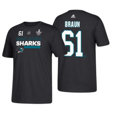 San Jose Sharks #61 Justin Braun 2018 Stanley Cup Playoffs Black Participant Adidas T-Shirt