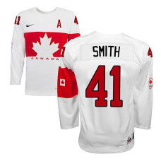 Canada Team Mike Smith #41 White Home Premier Olympic Jersey