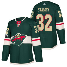 Minnesota Wild #32 Alex Stalock Green 2018 New Season Home Authentic Jersey With Anniversary Patch