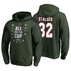 Minnesota Wild #32 Alex Stalock Bound Behind The Net Hoodie Green