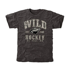 Minnesota Wild Black Camo Stack Tri-Blend T-Shirt