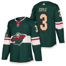 Minnesota Wild #3 Charlie Coyle Green 2018 New Season Home Authentic Jersey With Anniversary Patch