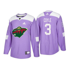 Minnesota Wild #3 Charlie Coyle Purple 2018 Adidas Authentic Hockey Fights Cancer Jersey