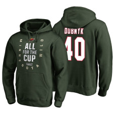 Minnesota Wild #40 Devan Dubnyk Bound Behind The Net Hoodie Green