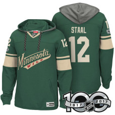 Minnesota Wild #12 Eric Staal Green 2017 Anniversary Patch Hoodie