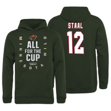 Youth Minnesota Wild #12 Eric Staal Bound Behind The Net Pullover Green Hoodie 2018 Stanley Cup Playoffs