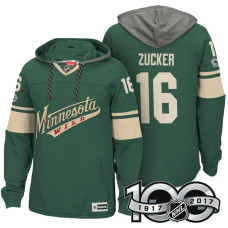 Minnesota Wild #16 Jason Zucker Green 2017 Anniversary Patch Hoodie