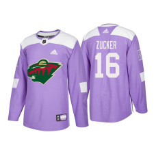 Minnesota Wild #16 Jason Zucker Purple 2018 Adidas Authentic Hockey Fights Cancer Jersey