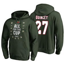 Minnesota Wild #27 Kyle Quincey Bound Behind The Net Hoodie Green