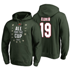 Minnesota Wild #19 Luke Kunin Bound Behind The Net Hoodie Green