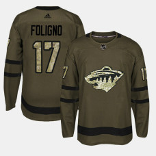 Minnesota Wild #17 Camo Salute To Service Marcus Foligno Jersey