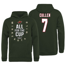 Youth Minnesota Wild #7 Matt Cullen Bound Behind The Net Pullover Green Hoodie 2018 Stanley Cup Playoffs