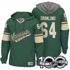 Minnesota Wild #64 Mikael Granlund Green 2017 Anniversary Patch Hoodie