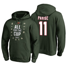 Minnesota Wild #11 Zach Parise Bound Behind The Net Hoodie Green