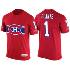 Montreal Canadiens Red Jacques Plante #1 New Season Throwback Player T-shirt Mitchell & Ness