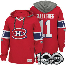 Montreal Canadiens #11 Brendan Gallagher Red Anniversary Classic Patch Hoodie