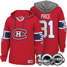 Montreal Canadiens #31 Carey Price Red Anniversary Classic Patch Hoodie