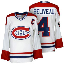 Montreal Canadiens #4 Jean Beliveau White Throwback Premier Jersey