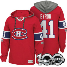 Montreal Canadiens #41 Paul Byron Red Anniversary Classic Patch Hoodie