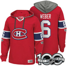 Montreal Canadiens #6 Shea Weber Red Anniversary Classic Patch Hoodie