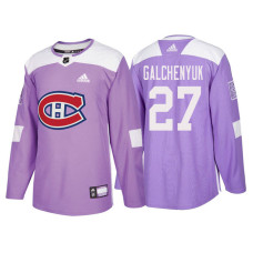 Montreal Canadiens #27 Alex Galchenyuk Purple 2018 Adidas Authentic Hockey Fights Cancer Jersey