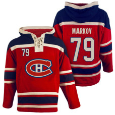 Montreal Canadiens #79 Andrei Markov Red Throwback Pullover Hoodie