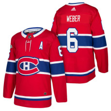 Montreal Canadiens #6 Shea Weber Red 2018 New Season Home Authentic Jersey With Anniversary Patch