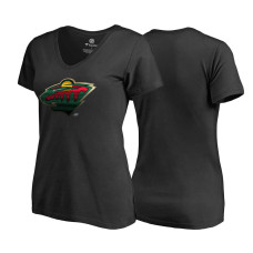 Women's Montreal Canadiens Black V-neck Midnight Mascot Team T-shirt