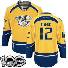 Nashville Predators #12 Mike Fisher Gold 2017 Anniversary Patch Player Jersey