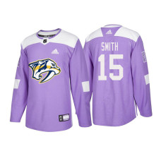 Nashville Predators #15 Craig Smith Purple 2018 Adidas Authentic Hockey Fights Cancer Jersey