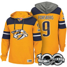 Nashville Predators #9 Filip Forsberg Gold 2017 Anniversary Patch Hoodie