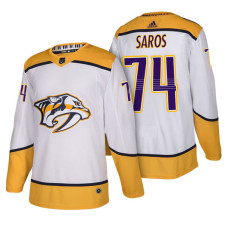 Nashville Predators #74 Juuse Saros White 2018 New Season Authentic Team Away Jersey