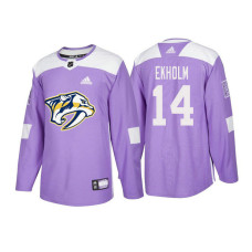 Nashville Predators #14 Mattias Ekholm Purple 2018 Adidas Authentic Hockey Fights Cancer Jersey