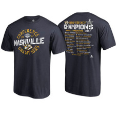 Nashville Predators Navy 2017 Western Conference Champions Roster T-shirt