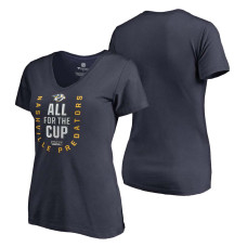 Women's Nashville Predators Navy 2018 Stanley Cup Playoffs Bound Team The Net V-Neck T-shirt