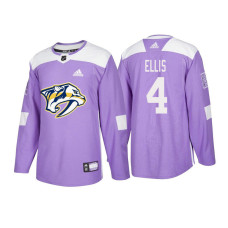 Nashville Predators #4 Ryan Ellis Purple 2018 Adidas Authentic Hockey Fights Cancer Jersey